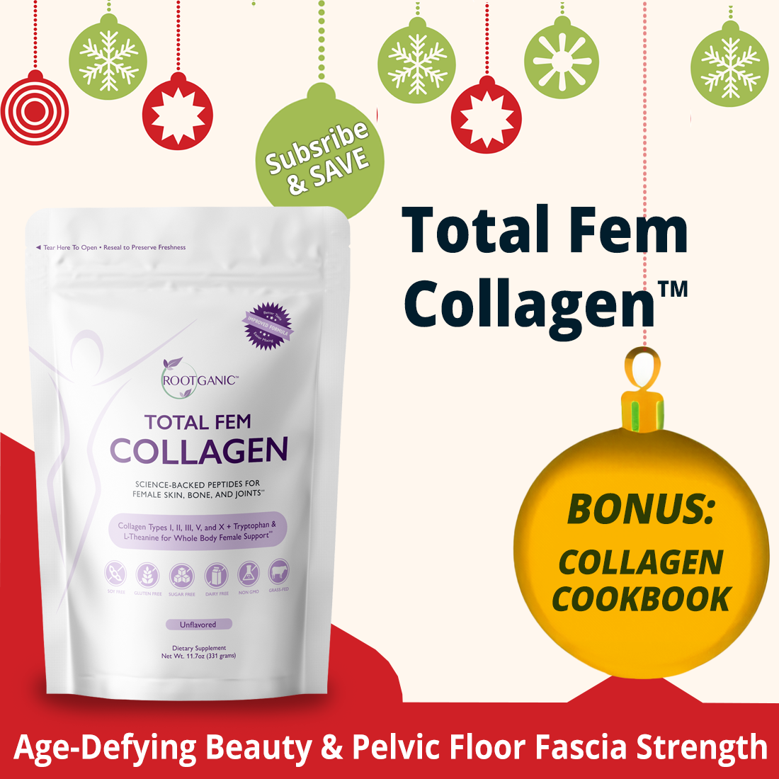 Total Fem Collagen: Lift, Strengthen & Restore, From Your Pelvic Floor Fascia to Your Skin, Hair & Nails