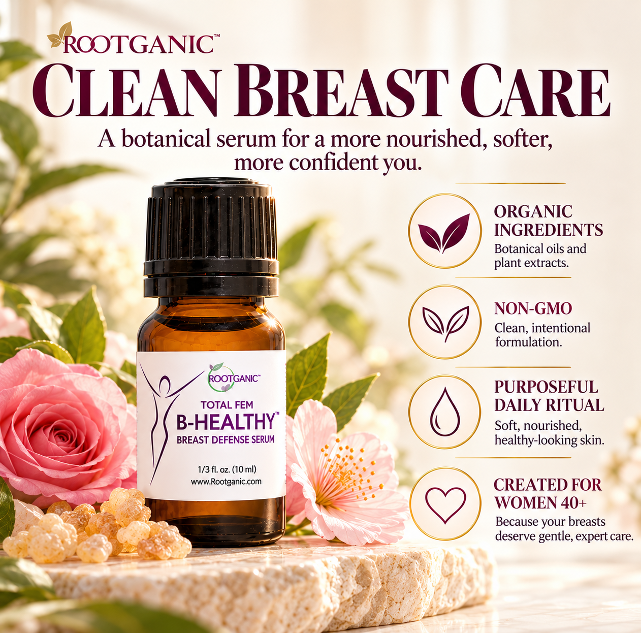 Rootganic Total Fem B-Healthy Breast Defense Serum: clean breast care, organic, non-GMO