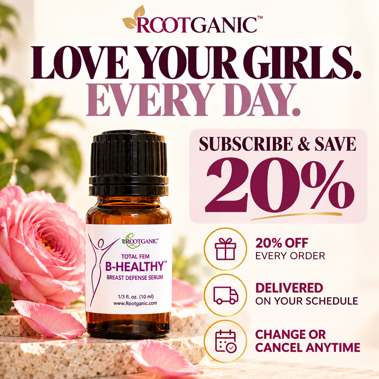 Subscribe and save 20% on B-Healthy Breast Defense Serum