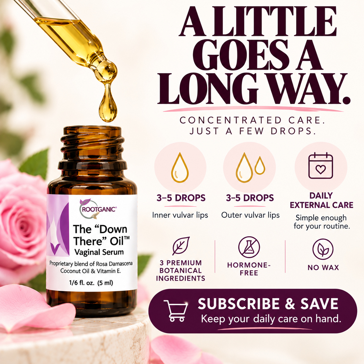 Down There Oil Vulvar Moisturizing Serum: Stop Odor, Itching & Burning  And Soothe Delicate Vulvar Skin