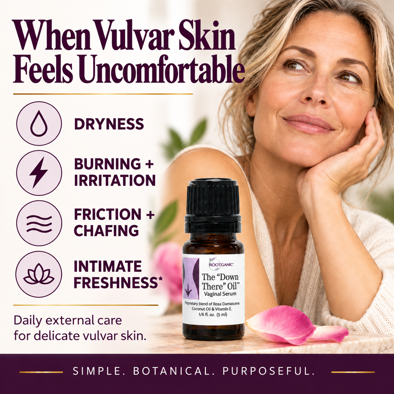 Down There Oil Vulvar Moisturizing Serum: Stop Odor, Itching & Burning  And Soothe Delicate Vulvar Skin
