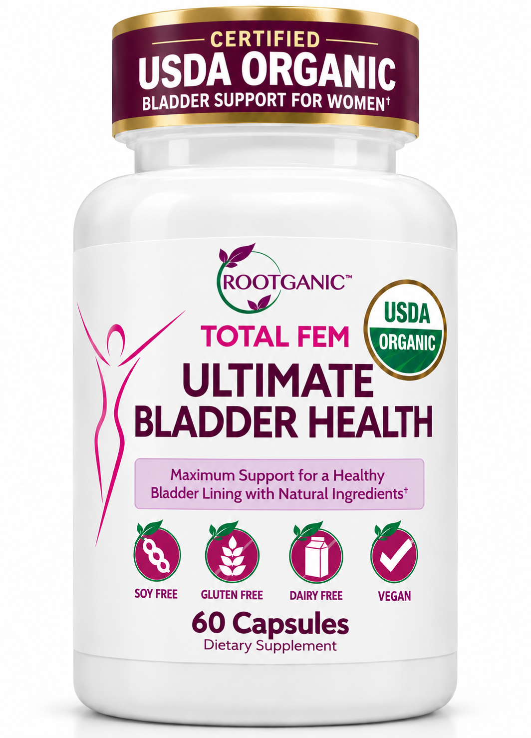 Total Fem USDA Organic Ultimate Bladder Health: Science-Backed Herbal Support for Leaks, Urgency & Bladder Control