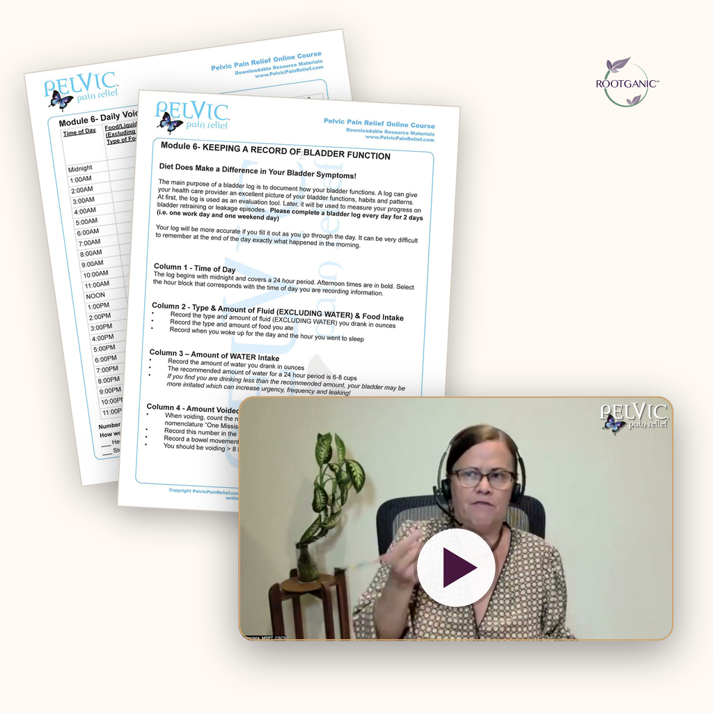 Bladder Tracking Kit: two bladder log handouts and a video with Isa Herrera